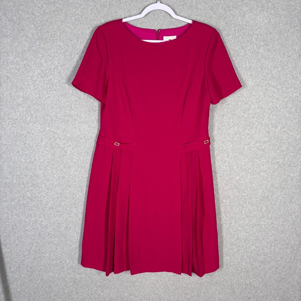 Vintage 90s Pleated Dress Size 10 Pink Gold Rhinestone Retro Glam Old Money 80s